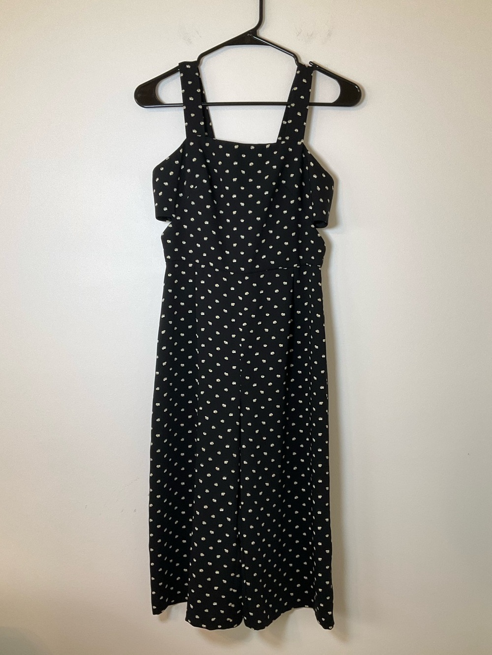 Topshop Petite Daisy Print Wide Leg Jumpsuit Black Size 4